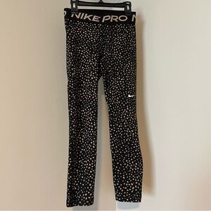 Nike Pro Black and Tan dots Leggings Small